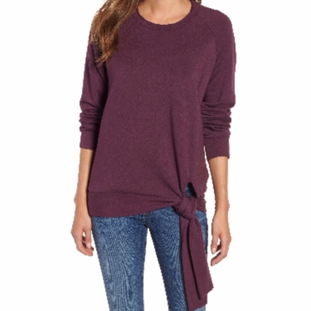 Caslon tie knot sweatshirt in purple potent
